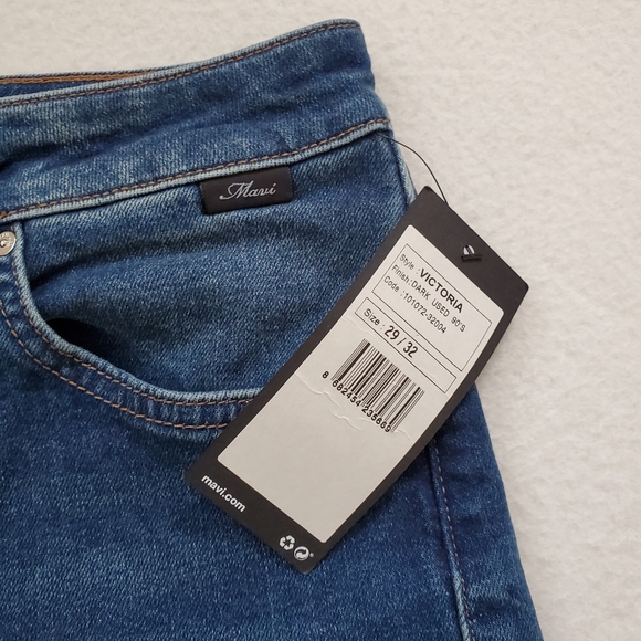 Mavi Victoria High Rise Wide Leg Jeans Size 29 Raw Hem Indigo Wash - Picture 11 of 16